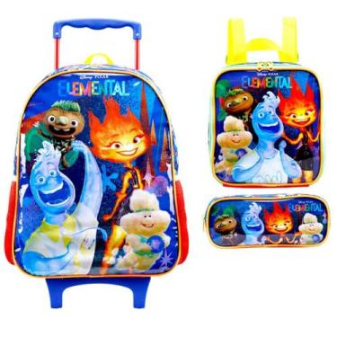 Imagem de Mochila infantil de rodinhas Elemental Lancheira Térmica e Estojo xery
