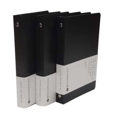 Imagem de A6 PP Capa de fichário de anel redondo recarregável, 6 anéis, protetor de fichário de folhas soltas (3 peças preta)