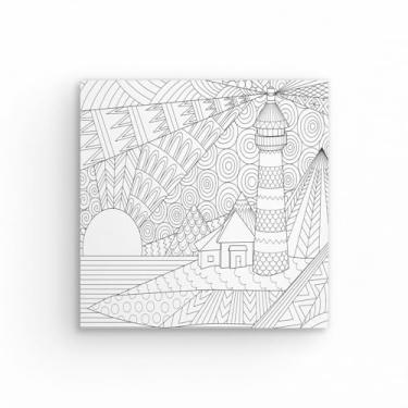 Imagem de Tela Para Pintura Infantil Colorir Pintar Canvas 20x20cm (Farol)