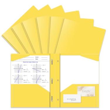 Imagem de Briartw Pacote com 6 pastas de plástico amarelo com pontas, ensolaradas e brilhantes para a escola, organização feliz, anotações, materiais de estudo e aumento da produtividade