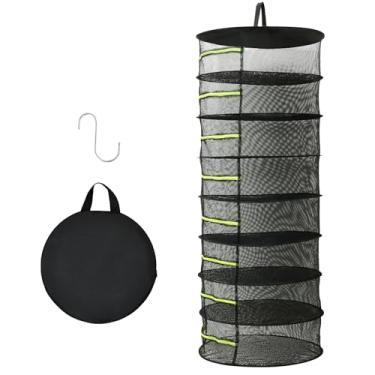 Imagem de Prateleira de secagem de ervas de 8 camadas, rede de malha suspensa, prateleira de secagem de plantas dobrável com zíper e gancho, rede de secagem de ervas de malha bem ventilada para sementes, brotos