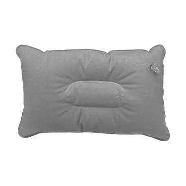 Imagem de Travesseiro Almofada Inflável para Viagem, Portátil (Cinza)