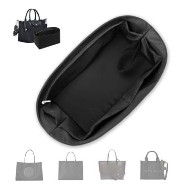 Imagem de ArcDiary Inserção organizadora de bolsa, bolsa macia e sedosa com 8 tamanhos, serve para Longchamp, Neverful, Gyard e mais bolsas (pequeno, preto)