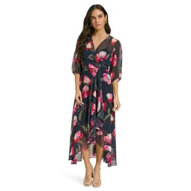 Imagem de Calvin Klein Vestido feminino maxi de chiffon, Índigo Multi, 3
