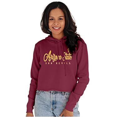 Imagem de NCAA Arizona State Sun Devils moletom feminino vintage cropped com capuz, Arizona State Sun Devils castanho, pequeno