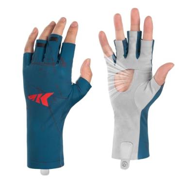 Imagem de KastKing Ultimate Angler Luvas de sol FPS sem dedos, luvas de pesca com proteção solar FPS 50+, tecnologia Hydrocool, design de palma aberta, luvas de proteção UV de punho estendido para pesca