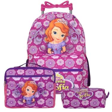 Imagem de Mochila Princesa Sofia De Rodinha Com Lancheira E Estojo