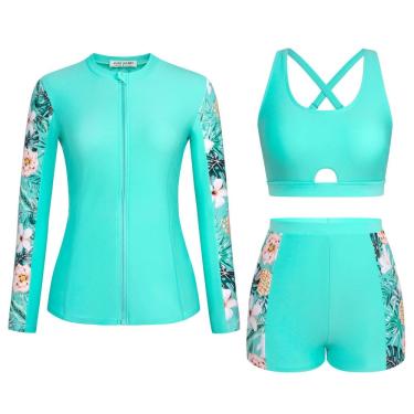 Imagem de Fatos de banho Kate Kasin Rash Guard de manga comprida, 3 peças, 2GG, femininos