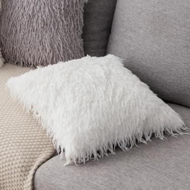 Imagem de Capas de almofada decorativas de pelúcia desgrenhada, capas de almofada aconchegantes para sofás, camas e cadeiras