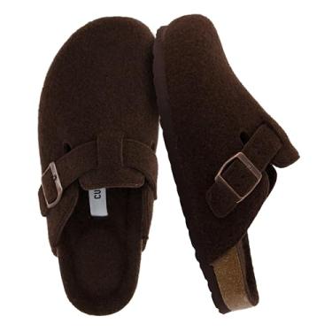 Imagem de CUSHIONAIRE Tamanco feminino de cortiça Hana com conforto, larguras disponíveis, Lã marrom, 9 Wide