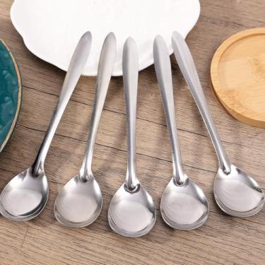 Imagem de Colheres de café expresso Demitasse, mini colher de café, colheres pequenas de aço inoxidável de 13 cm para sobremesa, conjunto de 5 (prata)