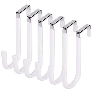 Imagem de Gancho sobre a porta, pacote com 6 ganchos com capa de borracha para evitar arranhões, organizador resistente para sala de estar, banheiro, dormitório, quarto, cozinha, roupas, toalhas, chapéus