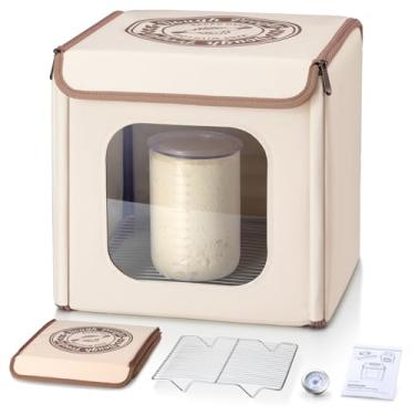 Imagem de Caixa dobrável à prova de pão com controle de temperatura de 10 a 45 °C e temporizador 48H, impermeabilizador de massa com rack de metal, umidificador, ideal para fermento, pizza, iogurte, kombucha