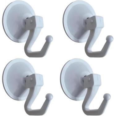 Imagem de Kit 04 Ganchos Cabide com Ventosa de Pressão 6x5cm Multiuso, Ganchos Removíveis Sem Perfuração, Sem Parafuso, Sem Prego, Alta Fixação, Resistente e Durável