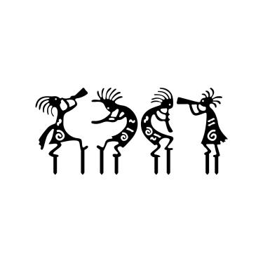 Imagem de Ruelen Estacas de metal para jardim Kokopelli de 4 peças – Arte de jardim do sudoeste inspirada nos nativos americanos, decoração rústica ao ar livre para gramado, pátio, caminho de jardim; ornamentos