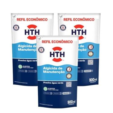 Imagem de Trio Previne Água Verde HTH Refil 900ml Para Manutenção das Piscinas