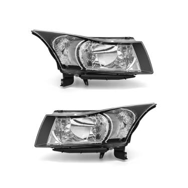 Imagem de Conjunto de farol para Chevrolet Cruze LS/LT/LTZ 2011 2012 2013 2014 2015 Chevrolet Cruze 2016 2016 Capa preta fosca lente transparente par de substituição (lâmpadas não incluídas)