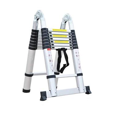 Imagem de Escada telescópica A e Escada dobrável telescópica Escadas extensíveis de alumínio para ambientes internos e externos 150 kg Carga (Tamanho: 1,6 m/5,2 pés) (2,2 m)