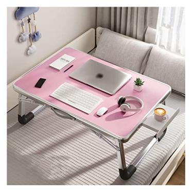 Imagem de Mesa de mesa grande portátil para laptop, suporte de copo de perna dobrável, bandeja de cama, mesa de jogo de escrita de refeições, mesa de escrita (rosa)