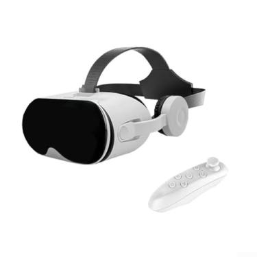 Imagem de Fone de ouvido VR para telefone com realidade virtual com controle remoto, óculos de vídeo 3D VR para filmes e jogos para iOS e Android (branco)