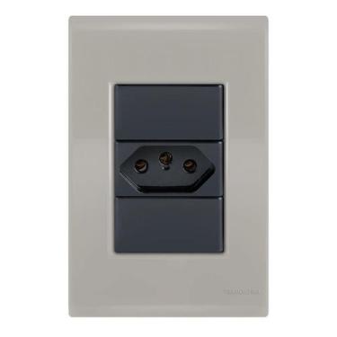 Imagem de Conjunto 1 Tomada 10A - Tramontina Liz Fendi / Grafite