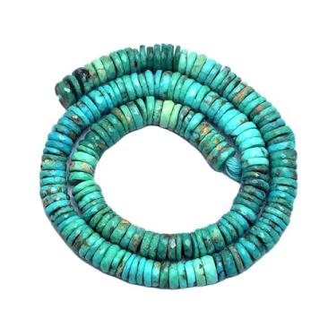 Imagem de Lady Works Fio de pedra natural de 33 cm Arizona sombreada turquesa, contas facetadas de pneu de 8 mm para fabricação de joias faça você mesmo. | Beads_01772
