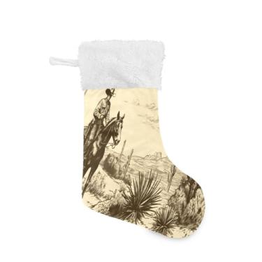 Imagem de Blueangle 1 pacote de meias de Natal para meninos de vaca ocidental de 17,7 polegadas para decorações de festas de fim de ano, porta-presentes e meias (101)