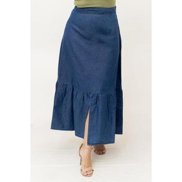 Imagem de Saia Longa Jeans Soft Feminina Azul Noite Alta Anticorpus-Feminino