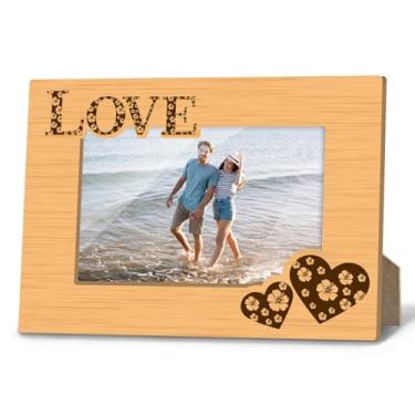 Imagem de Fihjm Molduras de amor para casais, porta-retratos de noivado, presentes de noivado, casamento, casamento, porta-retratos havaianos, aniversário de frangipani, foto 10 x 15 cm, decoração de prateleira