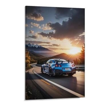 Imagem de HouLaiZhe R35 Jdm carro esporte nascer do sol pôsteres fixes parede parede estética decoração de sala de parede impressões galeria sala decoração de parede para quarto sala de estar escritório 11 x 17