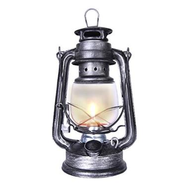 Imagem de Lâmpada de Querosene Lanterna Portátil Camping Mesa Retrô Luz Chama com Alça Metal para Iluminação e Decoração