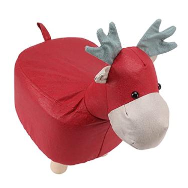 Imagem de Eujgoov Passos de Animais de Girafa Fofos Moldam Banquinhos Estofados para Crianças Com Berçário Com Pernas de Madeira Descansar Debaixo da Mesa, Tampa Lavável Macia, Evitar Deslizamentos, Móveis