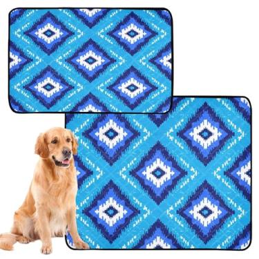 Imagem de CEBUGI Almofadas de xixi laváveis para cães, pacote com 3, almofadas impermeáveis para filhotes de cachorro, antiderrapante, à prova de vazamento, para cama de cercadinho, azul, branco, xadrez