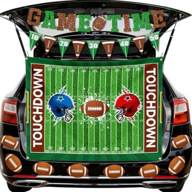 Imagem de Kit de decoração de carro de futebol | Decorações de caminhão de carro com tema de futebol com faixa de fundo | Decoração de futebol para SUV Archway Garagem Janela Jogo Dia Festa Suprimentos