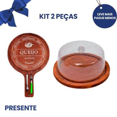 Imagem de OFERTA KIT Tabua Premium Frios e Boleira Rustica de Madeira Mesa posta