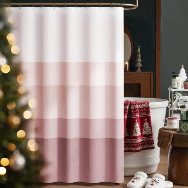 Imagem de Cortina de chuveiro jinchan Christmas Ombre Dusty Pink 180x180cm