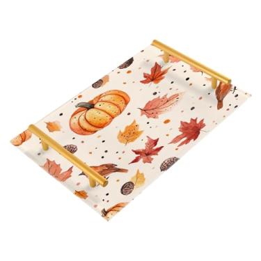 Imagem de xigua Bandeja de banheiro de abóboras de outono com alças bandeja de servir antiderrapante para mesa de centro, organizador de bancada de cabeceira bandeja de decoração de acrílico para decoração de