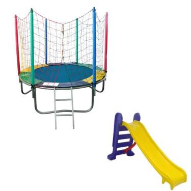 Imagem de Cama Elástica Nacional Premium 1,83 Escorregador Médio Infantil - Roto