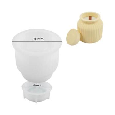 Imagem de Molde Redondo De Silicone Para Vaso De Cera Com Tampa Para Concreto, R