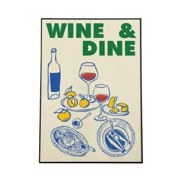 Imagem de Pôster De Arte De Parede Retro Italiano Com Pizza, Ramen, Vinho E Quei