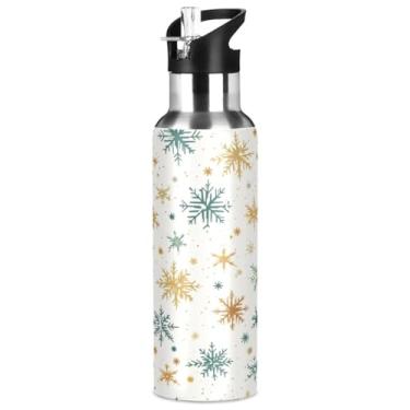 Imagem de Burbuja Garrafa de água de aço inoxidável Snowflakes, garrafas de água isoladas a vácuo com tampa de canudo para esportes, academia, escola - à prova de vazamento e suor, sem BPA, 946 ml