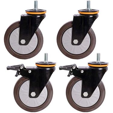 Imagem de Rodas de rodízio resistentes - 4 peças de rodízios de placa giratória de borracha para móveis, carrinhos, transporte industrial - Rodas de substituição duráveis com mobilidade suave