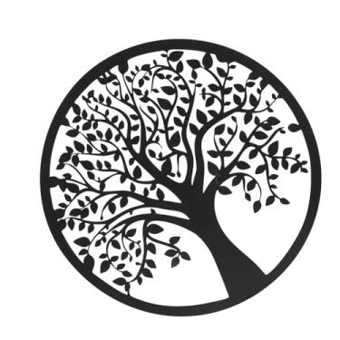 Imagem de Generic Placa Decorativa de Suspensão Familiar para Arte de Parede da árvore da Vida de Metal para Decoração de Casa Preta 11,81 X 11,81 Polegadas para Sala de Estar, Quarto, Cozinha