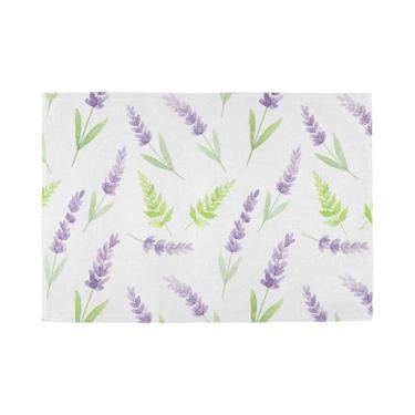 Imagem de Burbuja Conjunto de 6 jogos americanos de lavanda, tapetes de mesa laváveis antiderrapantes, resistentes ao calor, para cozinha, mesa de jantar, ambientes internos e externos