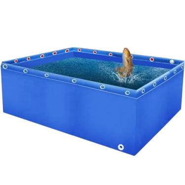 Imagem de Piscina de lona de PVC durável para aquários, lagoas e jardins - Lago de peixes multifuncional acima do solo com válvula de drenagem para reprodução de carpas e armazenamento de água