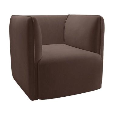 Imagem de Poltrona Laguna Veludo Marrom Pés Plástico Preto - D`rossi