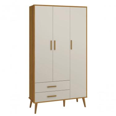 Imagem de Guarda-roupa Retrô 3 Portas Isis Areia Fosco Com Savana Fosco - Moveisaqui