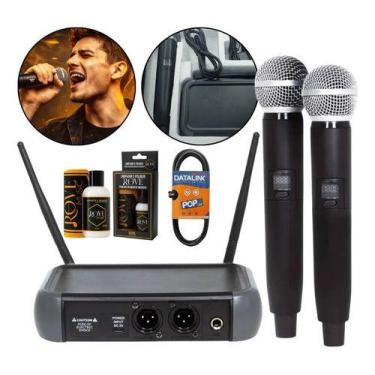 Imagem de Microfone sem Fio Lexsen Lm-258pll Duplo Multifrequencial Uhf + Polido