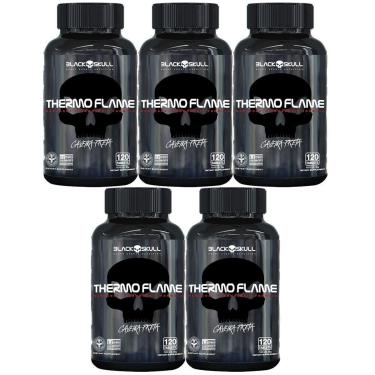 Imagem de Kit 5X Thermo Flame Hardcore Termogênico - 120 Tablets - Black Skull-Masculino