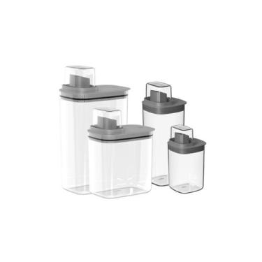 Imagem de Kit 4 dispenser para amaciante e sabão líquido flow - Ou, Chumbo